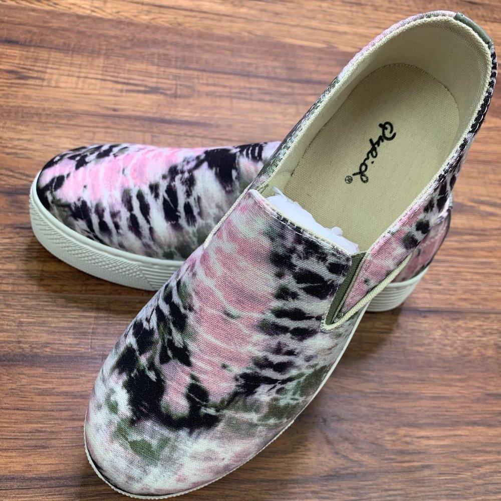 Qupid Tie Dye Slip On Sneakers | Casual Canvas Shoes